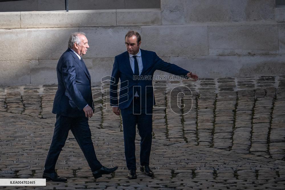Francois Bayrou And Sebastien Lecornu At Farewell To Thierry Burkhard Arms Ceremony - Paris