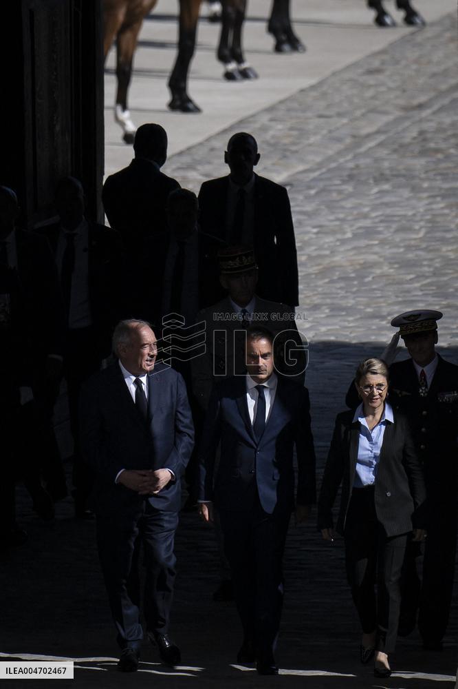 Francois Bayrou And Sebastien Lecornu At Farewell To Thierry Burkhard Arms Ceremony - Paris