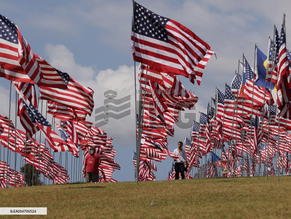 Waves of Flags Display to Honor the Victims of The 9/11 Attacks - Malibu