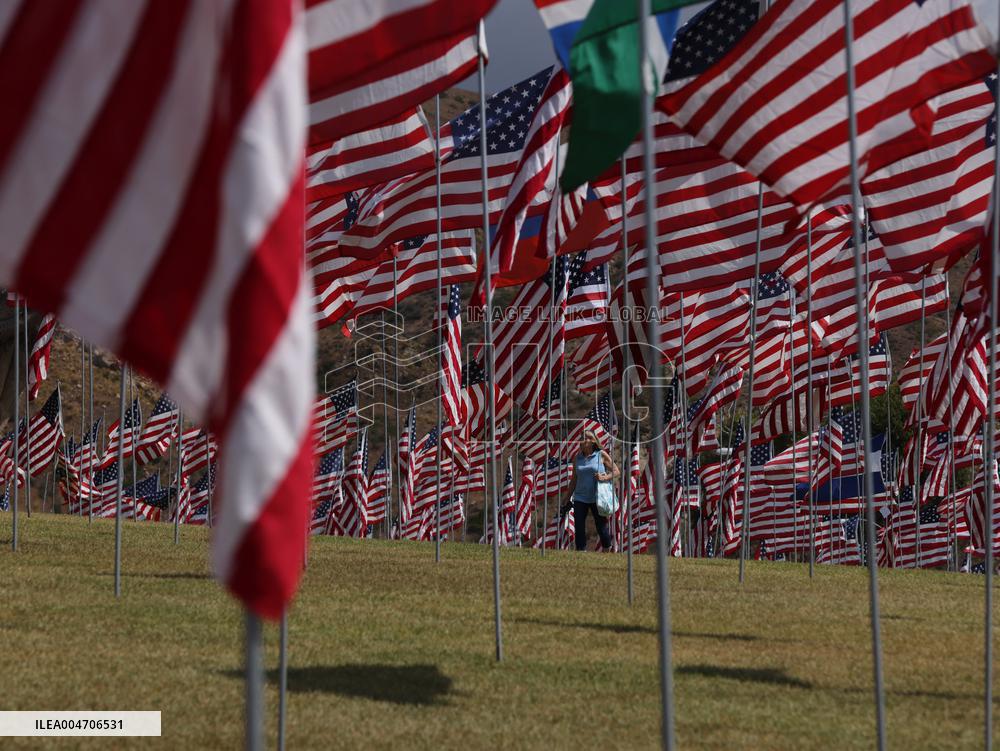 Waves of Flags Display to Honor the Victims of The 9/11 Attacks - Malibu