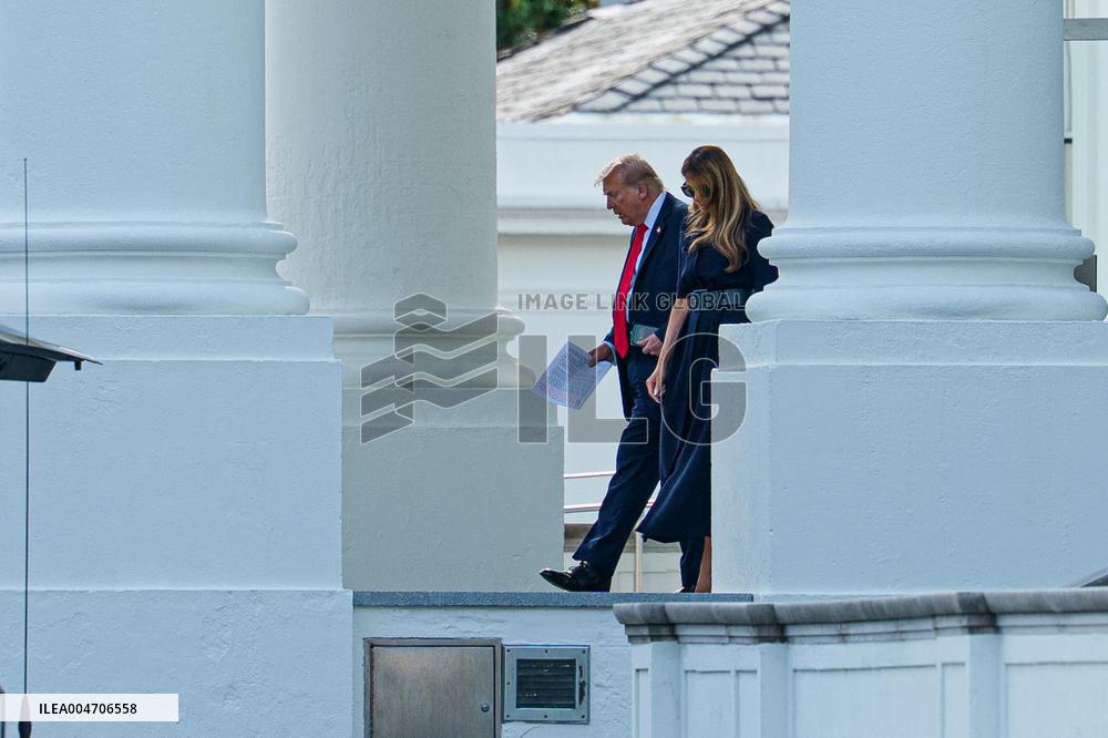 President Trump Departs White House for 9/11 Memorial Ceremony
