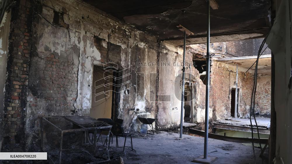 Missile-hit government building in Kyiv