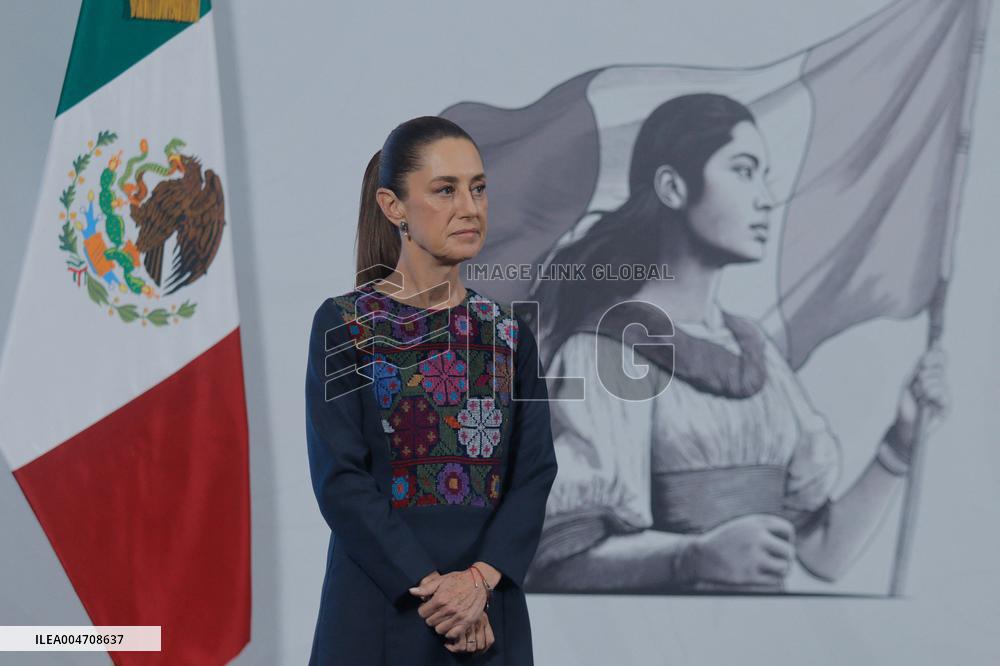 Mexican President Claudia Sheinbaum Holds Briefing Conference - Mexico