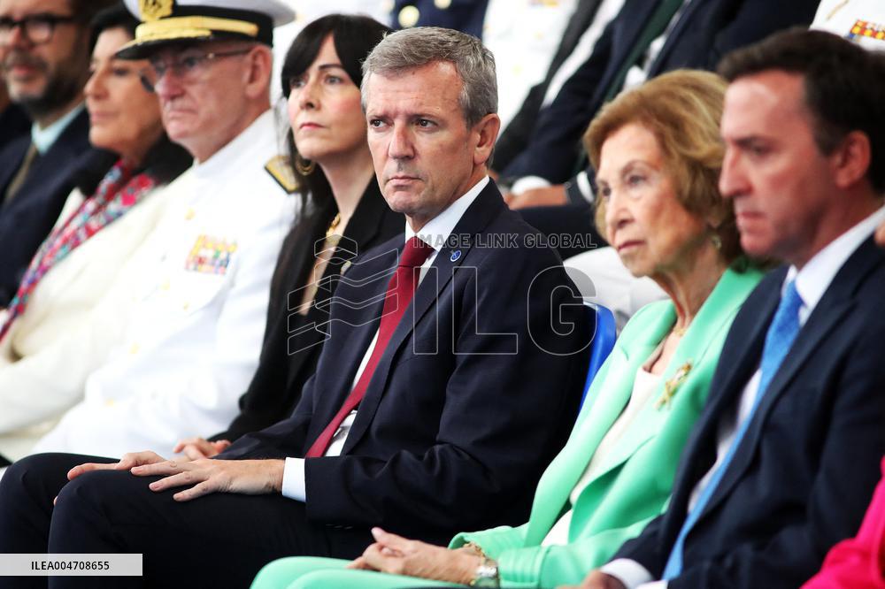 Queen Sofia And Sanchez Attend Ceremony In Ferrol - Spain