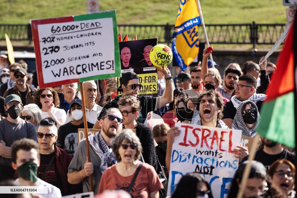 Protest prior match between Team Israel and Team Canada in Halifax