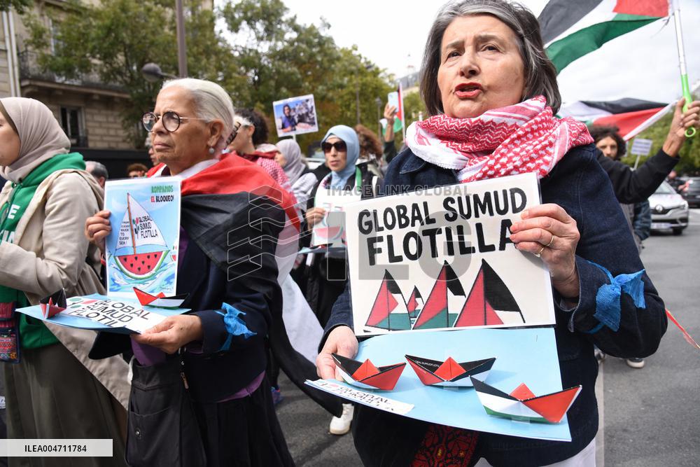 Demonstration In Support Of Palestine And Global Sumud Flotilla - Paris