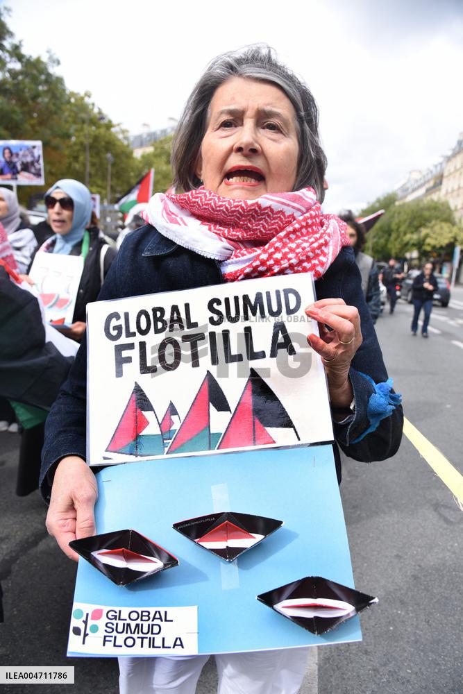 Demonstration In Support Of Palestine And Global Sumud Flotilla - Paris