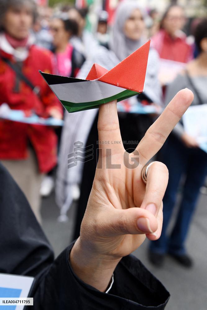 Demonstration In Support Of Palestine And Global Sumud Flotilla - Paris