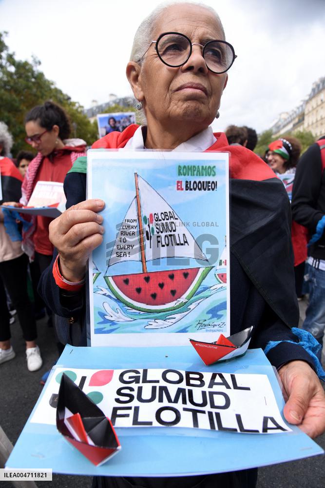 Demonstration In Support Of Palestine And Global Sumud Flotilla - Paris