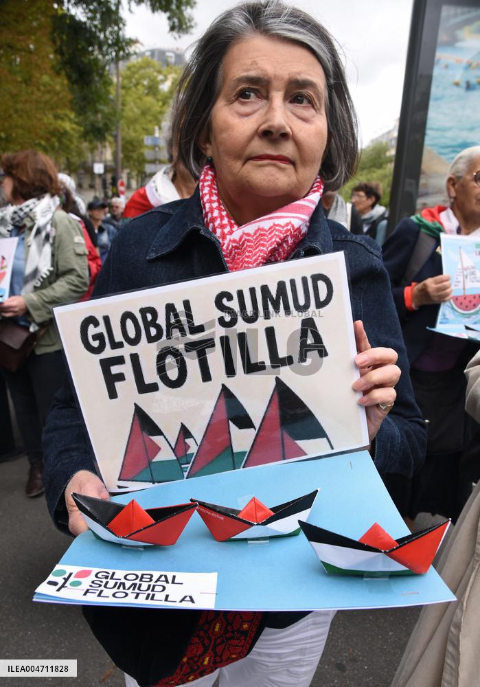 Demonstration In Support Of Palestine And Global Sumud Flotilla - Paris