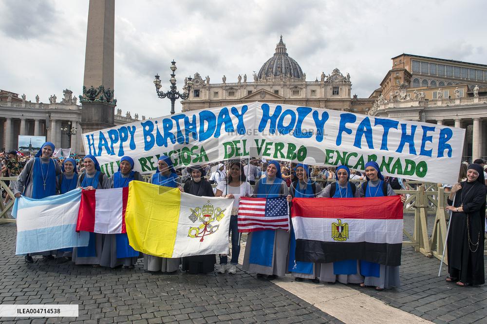 Pope Leo XIV Leading The Angelus Prayer On His 70Th Birthday - Vatican