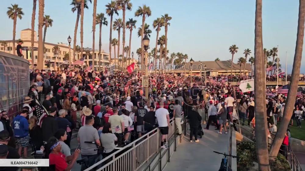 US: Thousands Gather for Vigil for Charlie Kirk in Huntington Beach, California