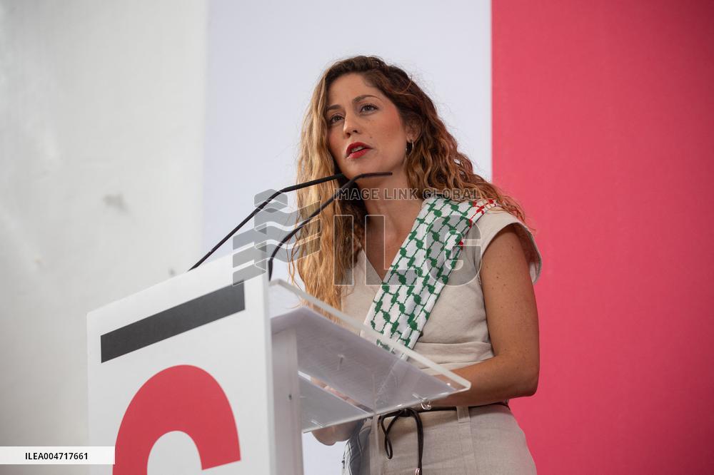 Sumar Press Conference After The Suspension Of The Vuelta Ciclista Due To Pro-Palestinian Protests - Madrid