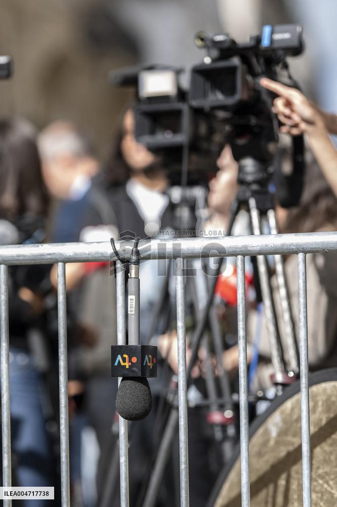 Illustration - France Info and French Televisions Microphones - Paris