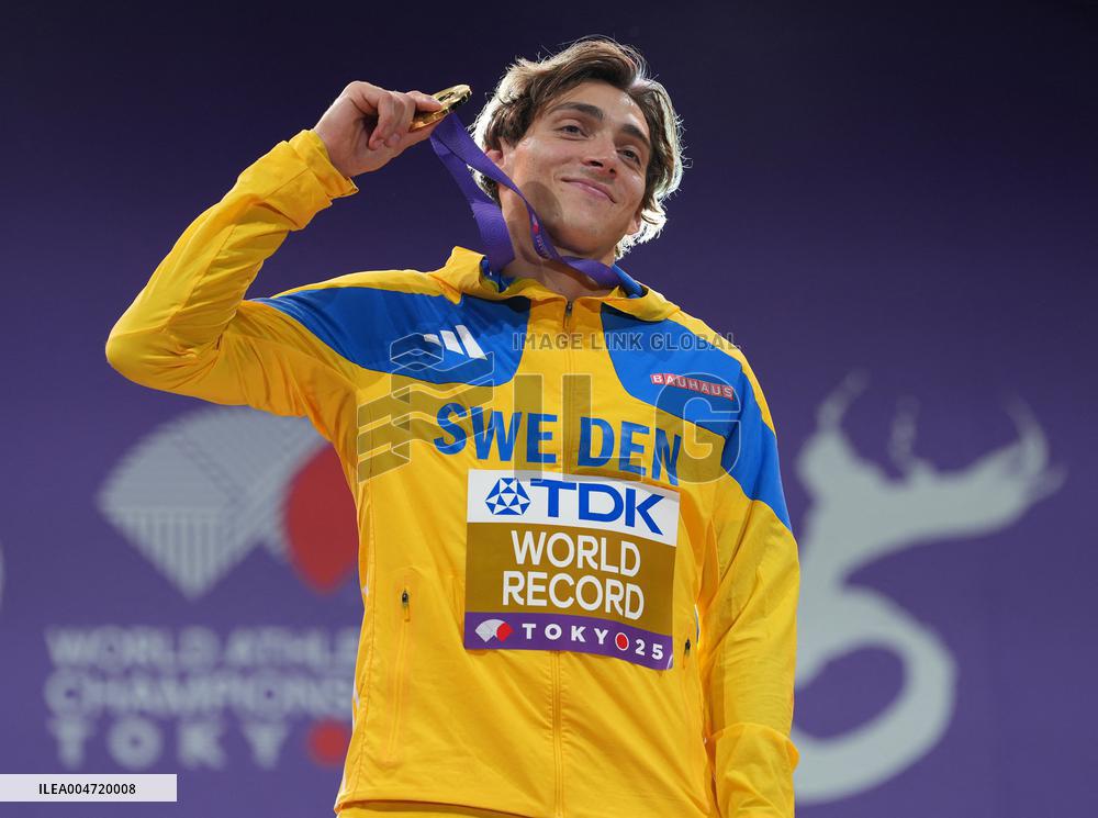 World Athletics Championships - Men's Pole Vault Awarding Ceremony - Tokyo