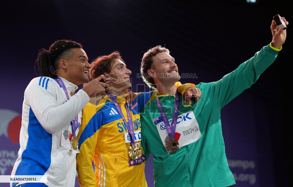 World Athletics Championships - Men's Pole Vault Awarding Ceremony - Tokyo