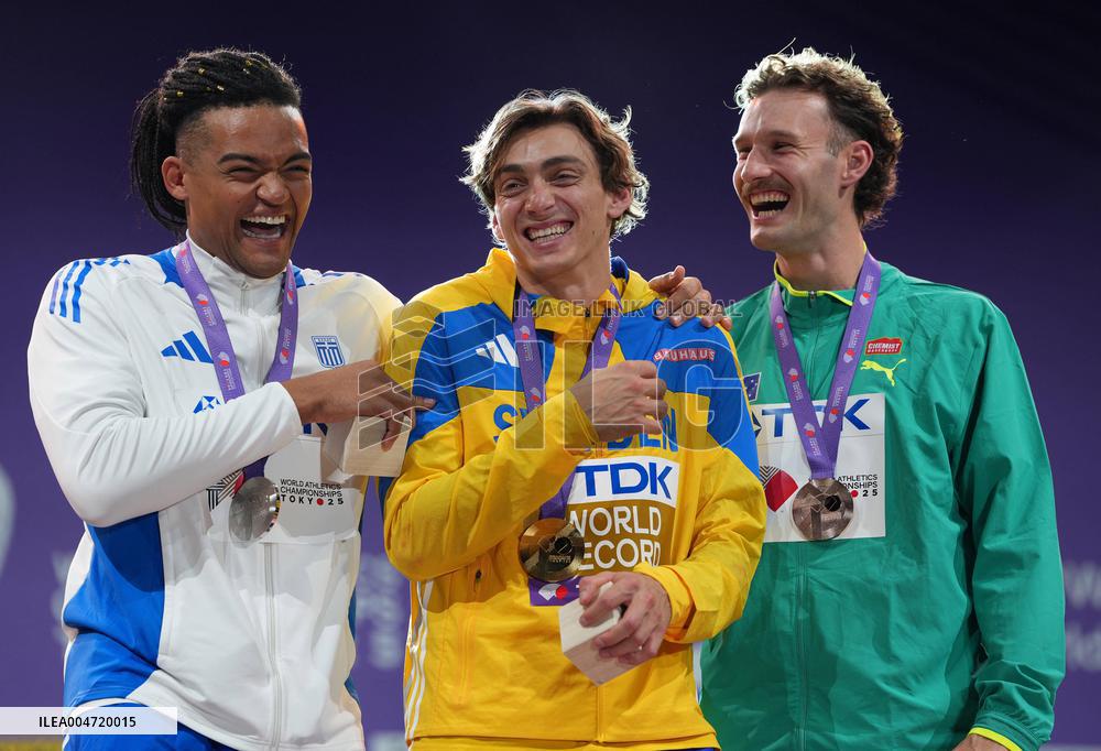 World Athletics Championships - Men's Pole Vault Awarding Ceremony - Tokyo