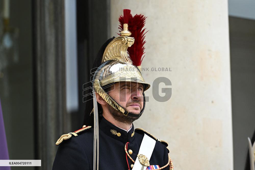 Emmanuel Macron welcomes President of the European Council Antonio Costa at the Elysee FA