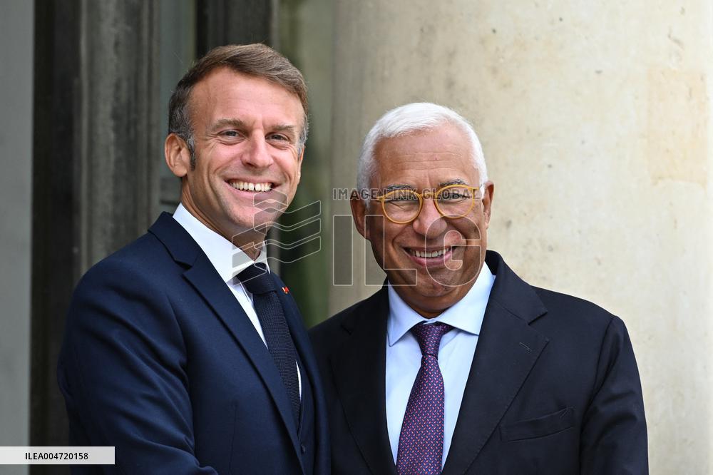 Emmanuel Macron welcomes President of the European Council Antonio Costa at the Elysee FA