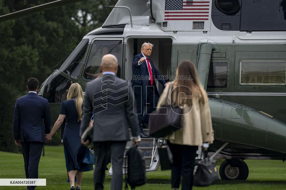 President Donald Trump and First Lady Melania Trump Depart the White House for the United Kingdom
