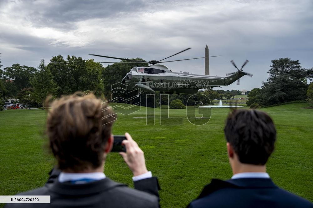 President Donald Trump and First Lady Melania Trump Depart the White House for the United Kingdom