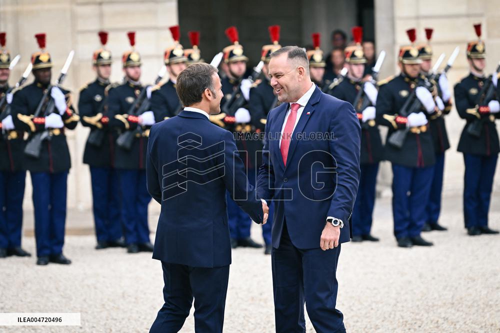 Emmanuel Macron welcomes President of the Republic of Poland Karol Nawrocki at the Elysee FA
