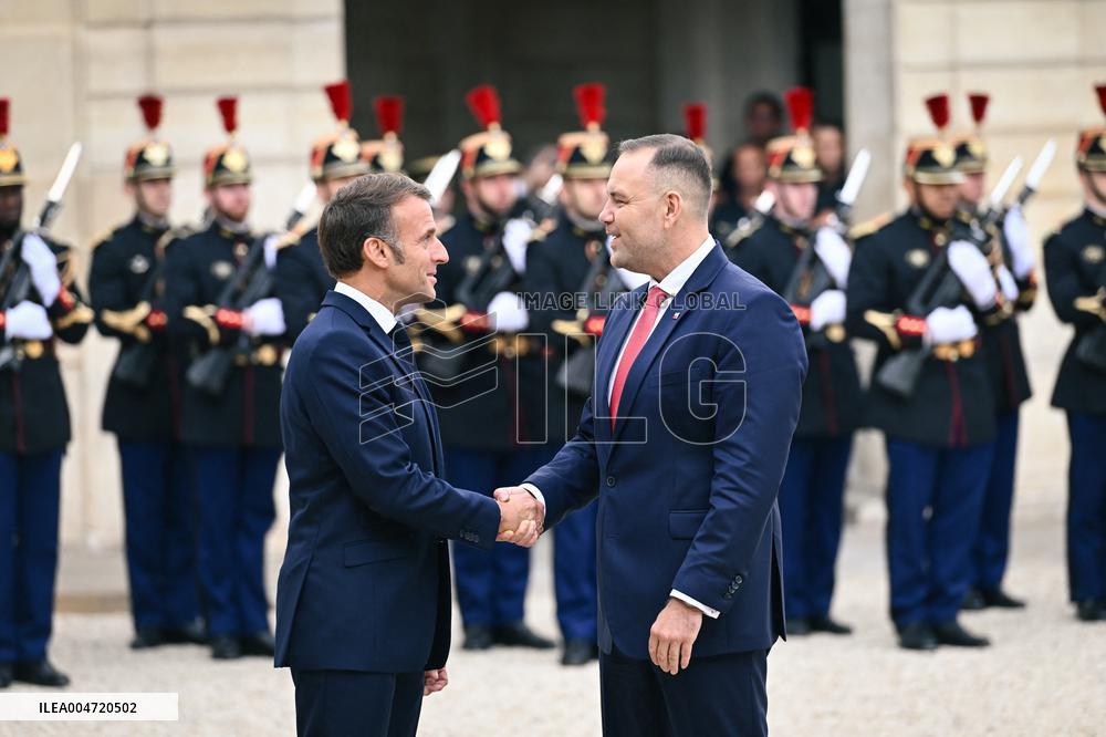 Emmanuel Macron welcomes President of the Republic of Poland Karol Nawrocki at the Elysee FA