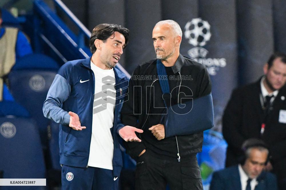 Luis Enrique At Champions League Match PSG vs Atalanta - Paris