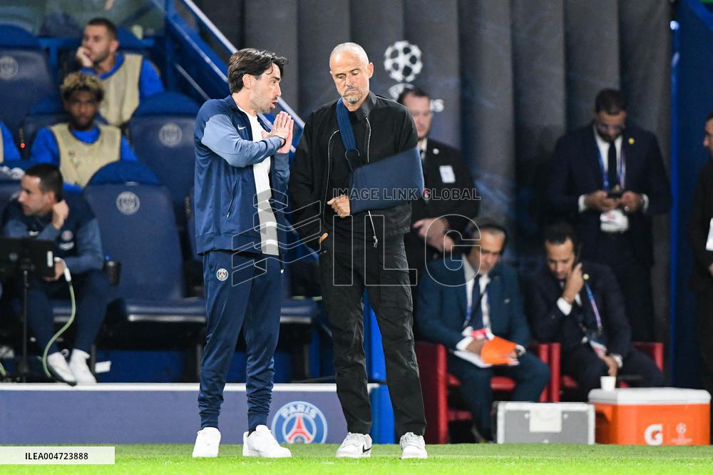 Luis Enrique At Champions League Match PSG vs Atalanta - Paris