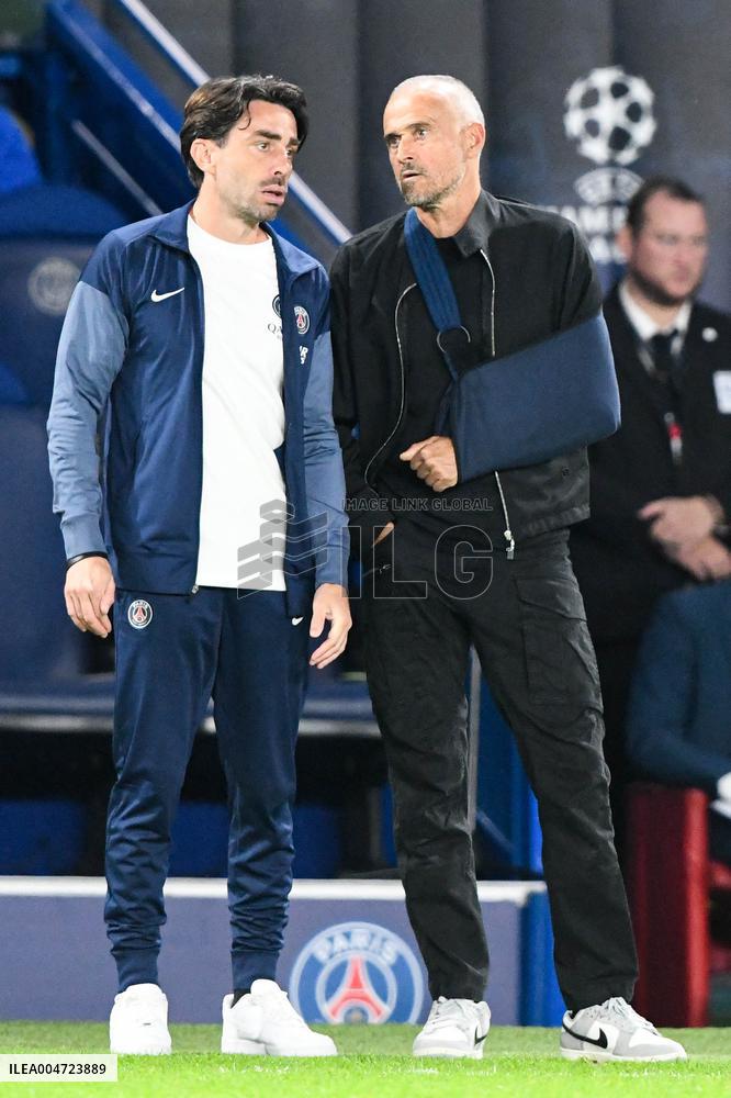 Luis Enrique At Champions League Match PSG vs Atalanta - Paris