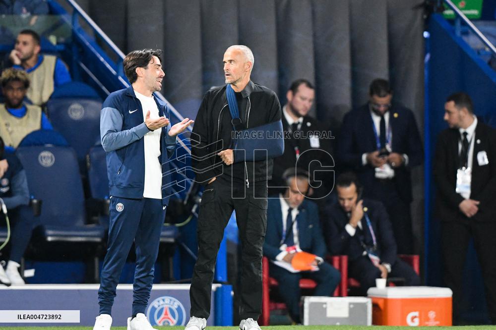 Luis Enrique At Champions League Match PSG vs Atalanta - Paris