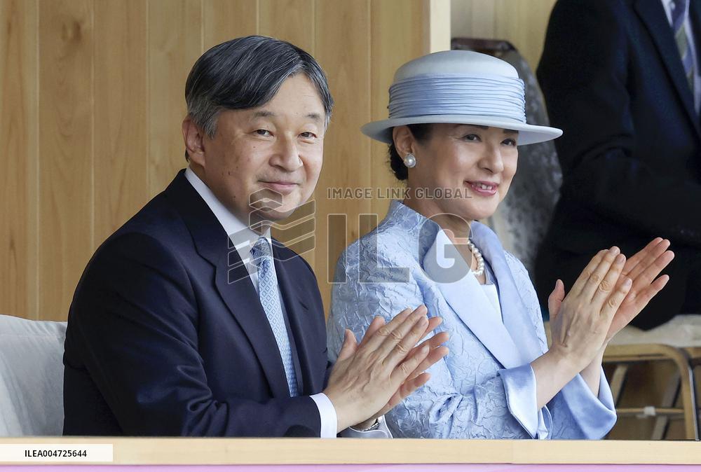 Japan emperor at sports festival in Shiga Pref.