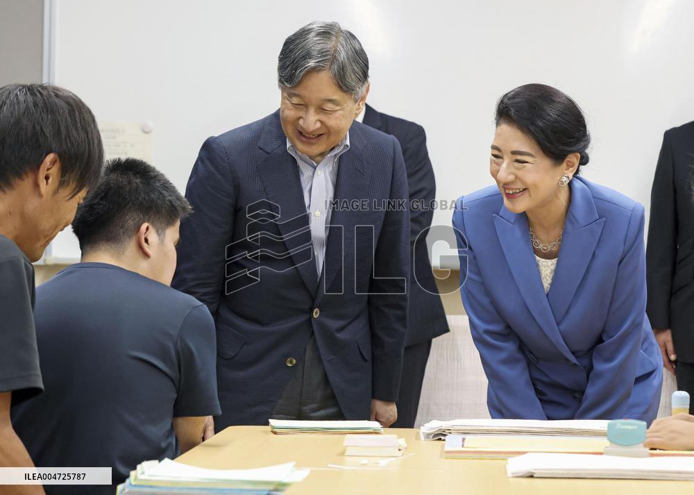 Japan emperor visits blind school in Shiga Pref.