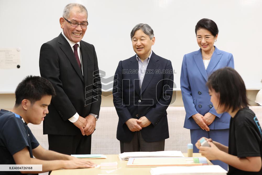 Japan emperor visits blind school in Shiga Pref.