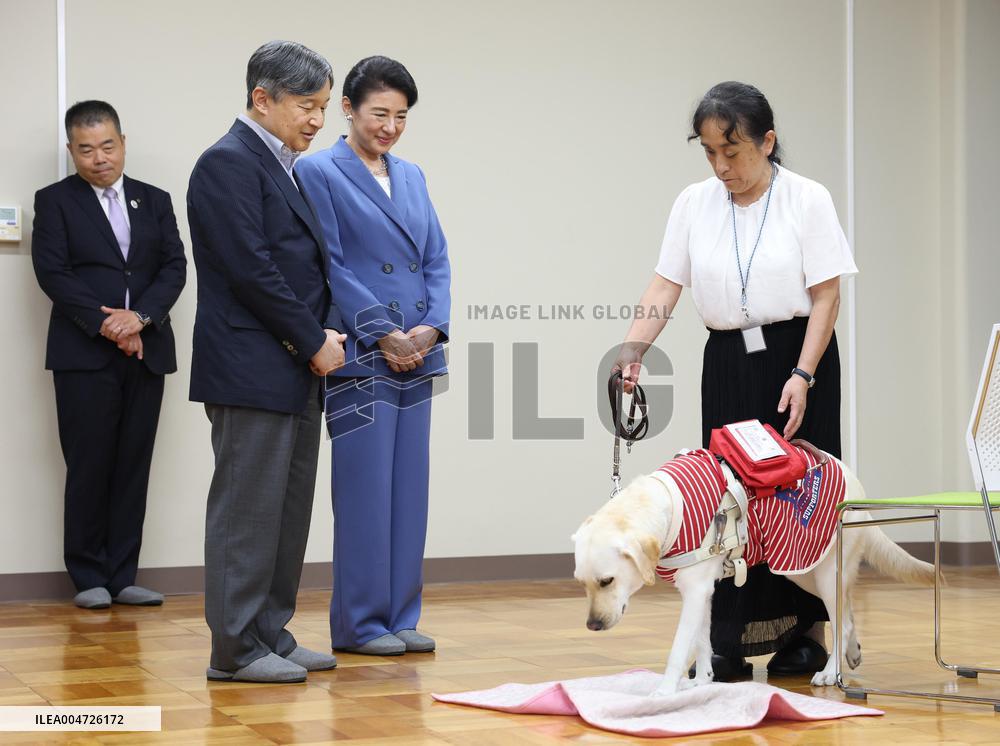 Japan emperor visits blind school in Shiga Pref.