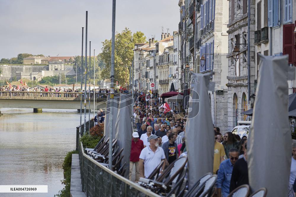 Demonstration Against France's National Budget - Bayonne