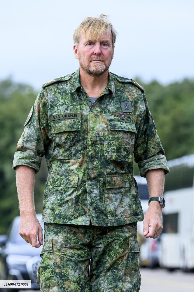 King Willem-Alexander At Falcon Leap Exercise - Eindhoven