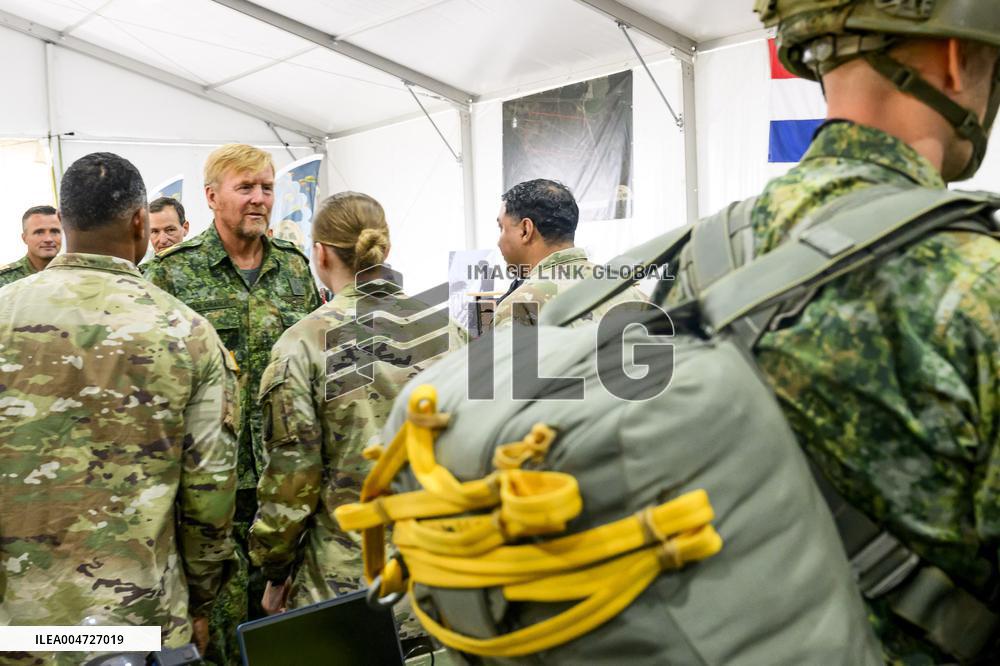 King Willem-Alexander At Falcon Leap Exercise - Eindhoven