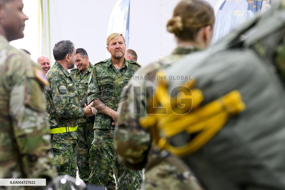 King Willem-Alexander At Falcon Leap Exercise - Eindhoven