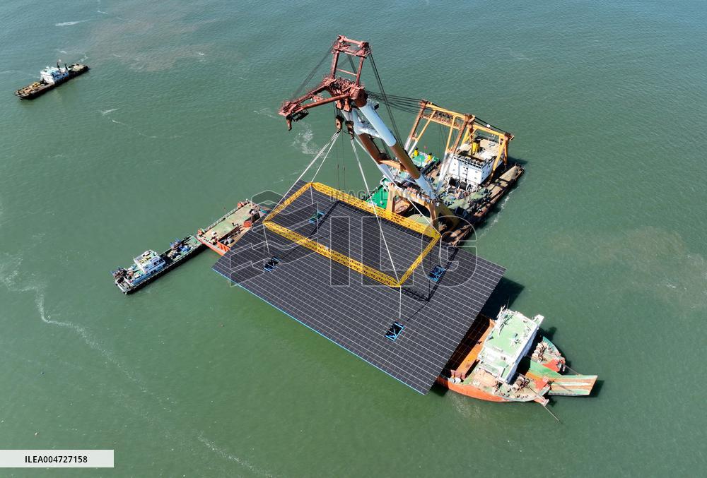 Construction Site of An Offshore Photovoltaic Power Plant - China