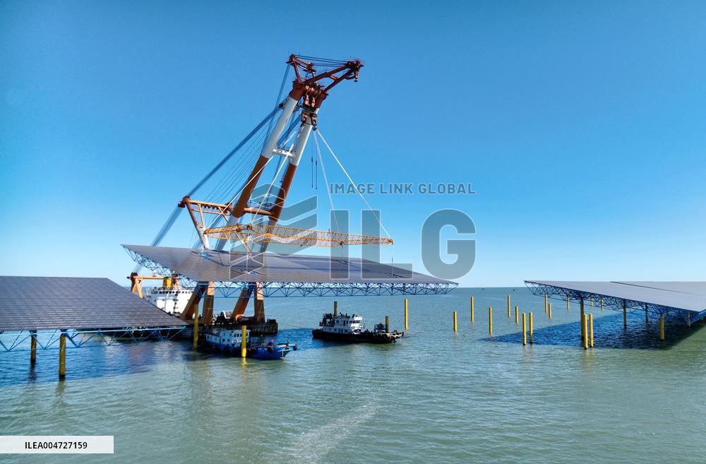 Construction Site of An Offshore Photovoltaic Power Plant - China