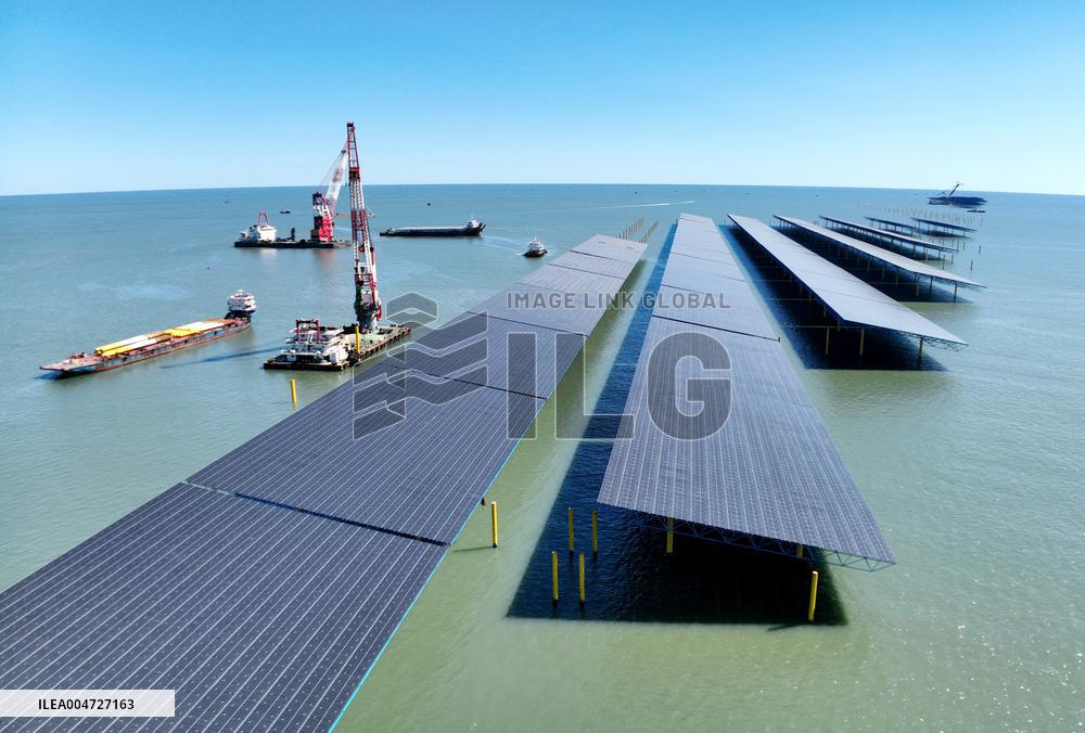 Construction Site of An Offshore Photovoltaic Power Plant - China