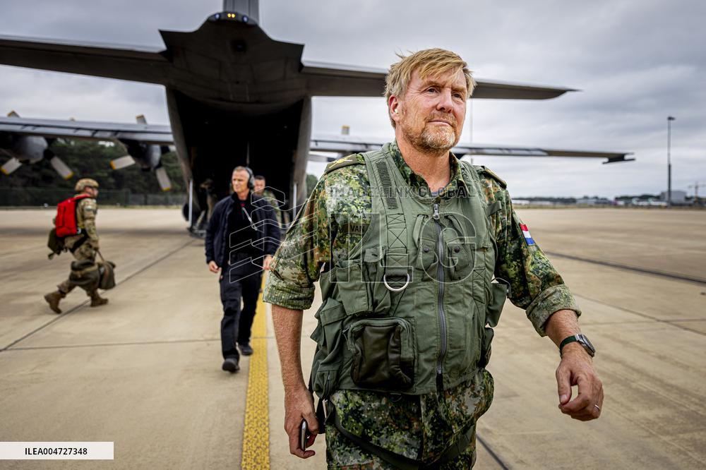 King Willem-Alexander At Falcon Leap Exercise - Eindhoven