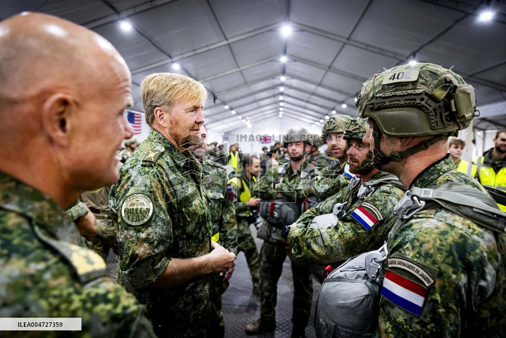 King Willem-Alexander At Falcon Leap Exercise - Eindhoven
