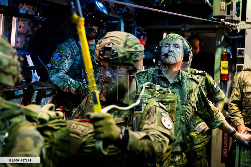 King Willem-Alexander At Falcon Leap Exercise - Eindhoven