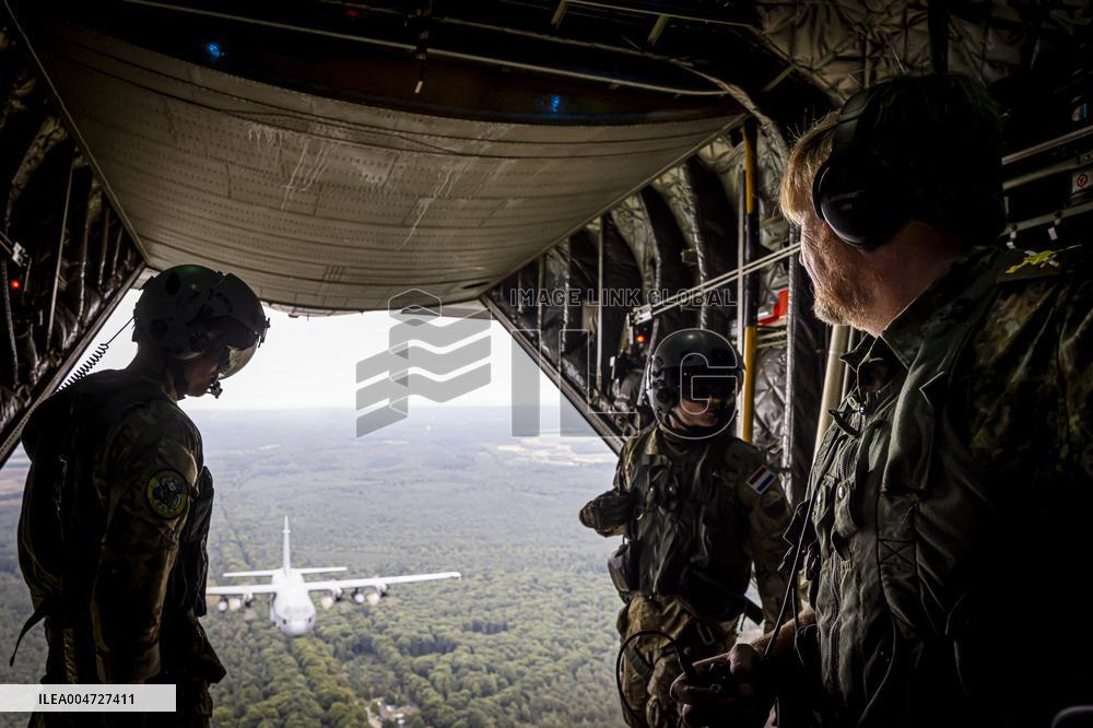 King Willem-Alexander At Falcon Leap Exercise - Eindhoven