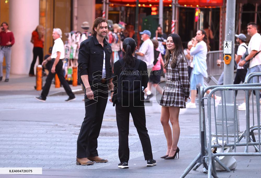 Miranda Cosgrove and Pierson Fode out in Times Square - New York