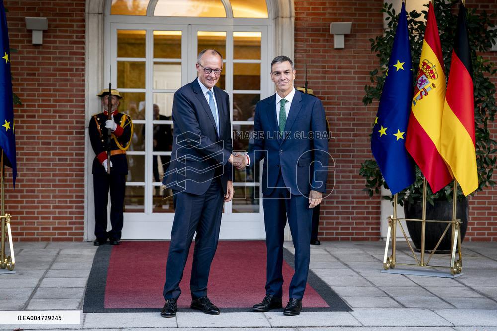 Pedro Sanchez Receives Friedrich Merz - Madrid