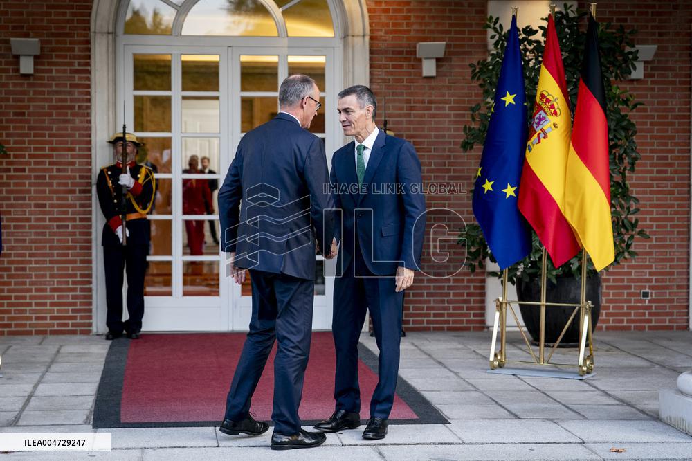 Pedro Sanchez Receives Friedrich Merz - Madrid