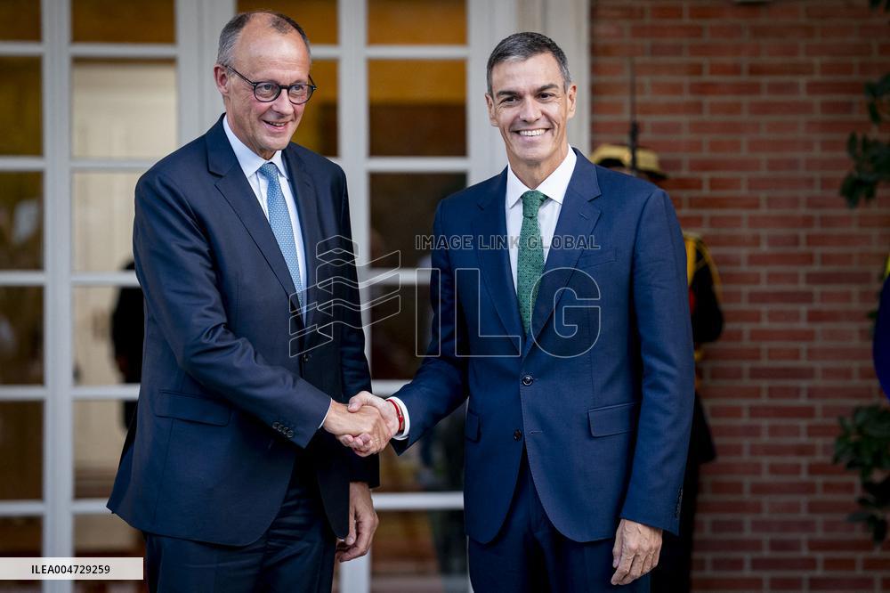 Pedro Sanchez Receives Friedrich Merz - Madrid
